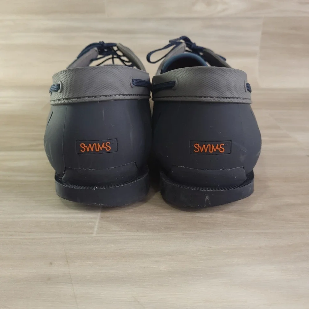SWIMS Mens Braided Lace Loafer Navy Grey Water Resistant Boat Shoes Size 10.5